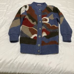 ANGORA Blend Cardigan 90s Aller A Pieo Knit Sweater Jacket Super Soft VTG Sz M